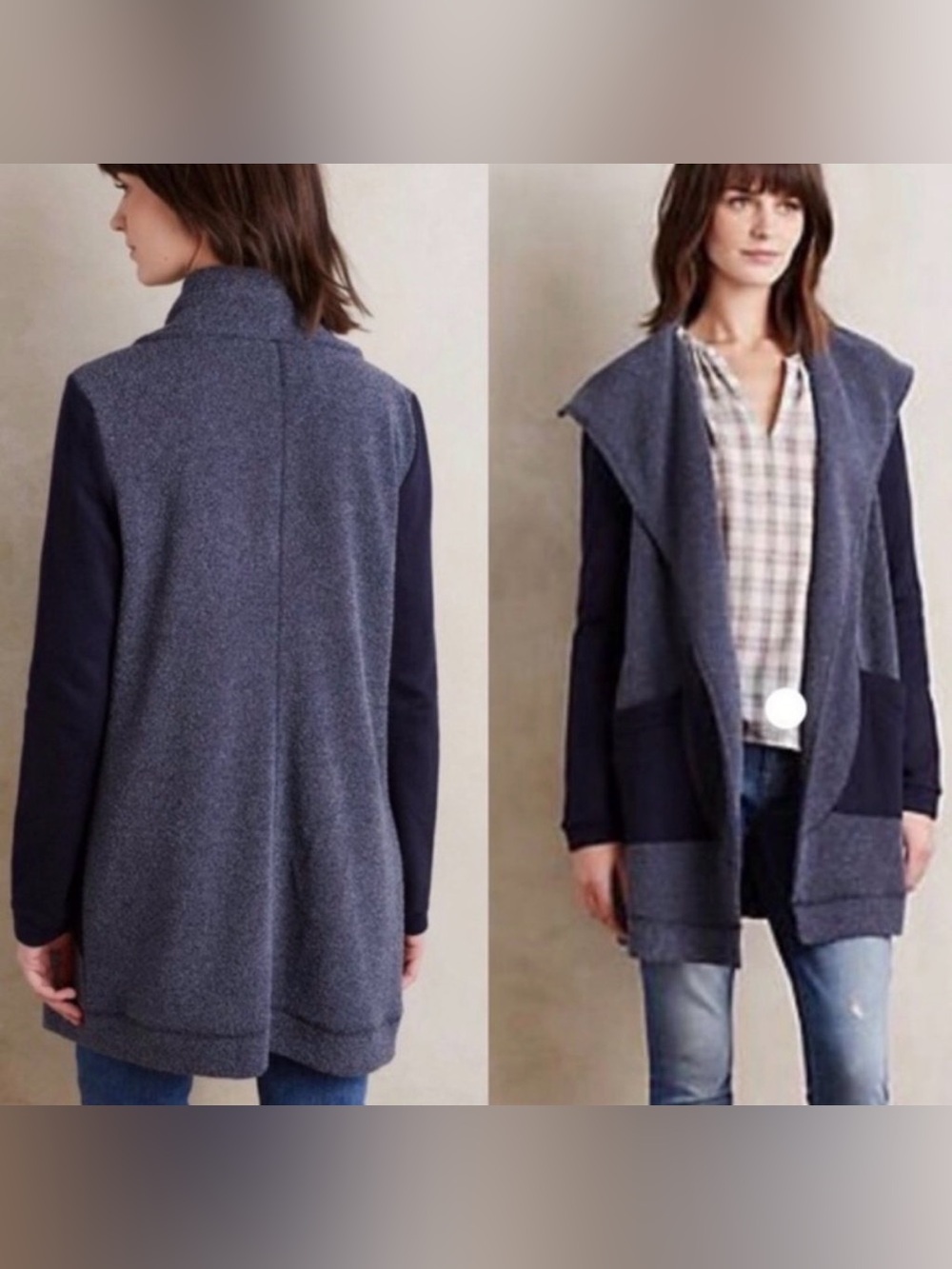 Saturday Sunday Anthropologie Ansley Shawl Collar Cardigan Sweater Blue SMALL